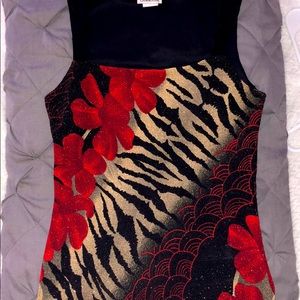 Charlotte Russe tank tropical print lace back szS